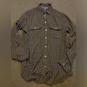 LOFT maroon printed long sleeve blouse